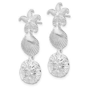 De-Ani Sterling Silver Rhodium-Plated Polished Sea Life Dangle Post Earrings — alternate view