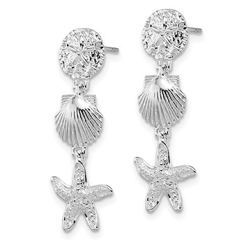 De-Ani Sterling Silver Rhodium-Plated Polished Sea Life Dangle Post Earrings — alternate view