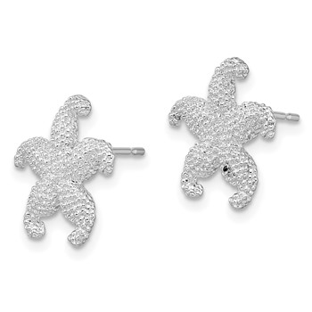 De-Ani Sterling Silver Rhodium-Plated Polished Starfish Post Earrings — alternate view