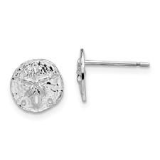 Image of De-Ani Sterling Silver Rhodium-Plated Polished Mini Sand Dollar Post Earrings