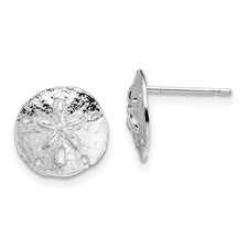 Image of De-Ani Sterling Silver Rhodium-Plated Polished Sand Dollar Post Earrings