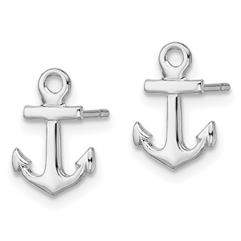 De-Ani Sterling Silver Rhodium-plated Polished Mini Anchor Post Earrings — alternate view
