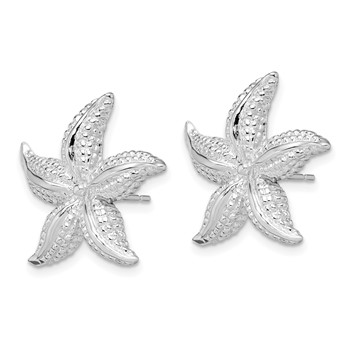De-Ani Sterling Silver Rhodium-Plated Polished Starfish Post Earrings — alternate view