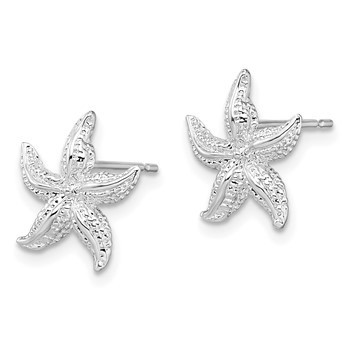 De-Ani Sterling Silver Rhodium-Plated Polished Starfish Post Earrings — alternate view