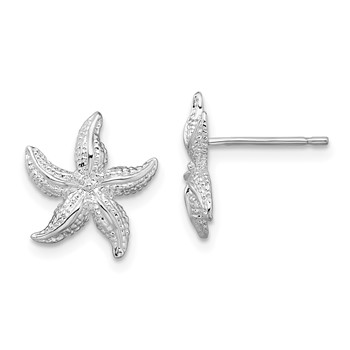 De-Ani Sterling Silver Rhodium-Plated Polished Starfish Post Earrings