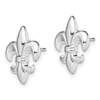 De-Ani Sterling Silver Rhodium-Plated Polished Small Fleur de Lis Post Earrings — alternate view