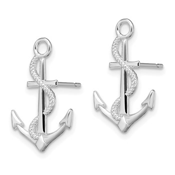 De-Ani Sterling Silver Rhodium-Plated Polished Anchor with Rope Post Earrings — alternate view