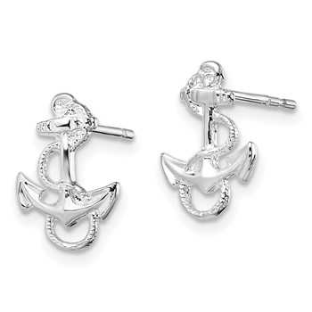 De-Ani Sterling Silver Rhodium-Plated Polished Anchor with Rope Post Earrings — alternate view