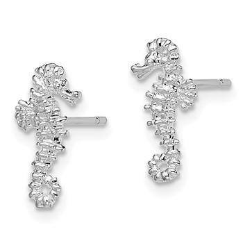 De-Ani Sterling Silver Rhodium-Plated Polished Mini Seahorse Post Earrings — alternate view