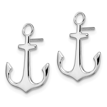De-Ani Sterling Silver Rhodium-Plated Polished Anchor Post Earrings — alternate view