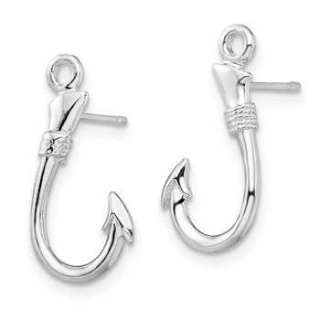 De-Ani Sterling Silver Rhodium-Plated Polished Fish Hook Post Earrings — alternate view