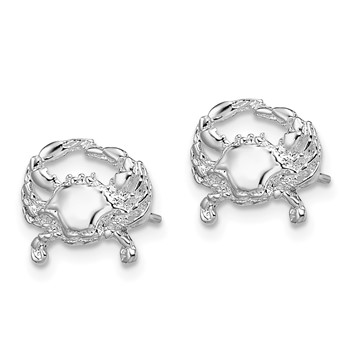 De-Ani Sterling Silver Rhodium-Plated Polished Small Blue Crab Post Earrings — alternate view