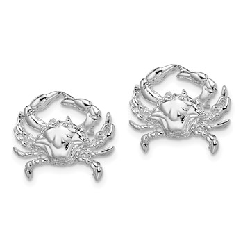 De-Ani Sterling Silver Rhodium-Plated Polished Blue Crab Post Earrings — alternate view