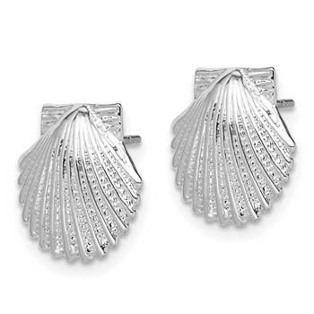 De-Ani Sterling Silver Rhodium-Plated Polished Scallop Shell Post Earrings — alternate view