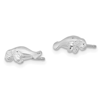 De-Ani Sterling Silver Rhodium-Plated Polished Mini Manatee Post Earrings — alternate view