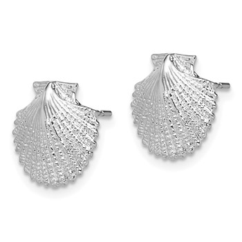 De-Ani Sterling Silver Rhodium-Plated Polished Scallop Shell Post Earrings — alternate view