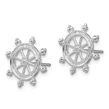 De-Ani Sterling Silver Rhodium-Plated Polished Ships Wheel Post Earrings — alternate view