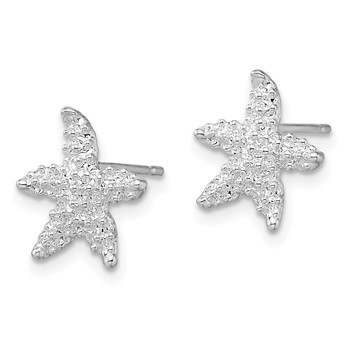 De-Ani Sterling Silver Rhodium-Plated Polished Starfish Post Earrings — alternate view