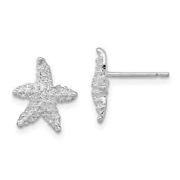 De-Ani Sterling Silver Rhodium-Plated Polished Starfish Post Earrings