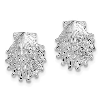 De-Ani Sterling Silver Rhodium-Plated Polished Lions Paw Shell Post Earrings — alternate view