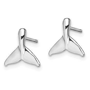 De-Ani Sterling Silver Rhodium-Plated Polished Mini Whale Tail Post Earrings — alternate view