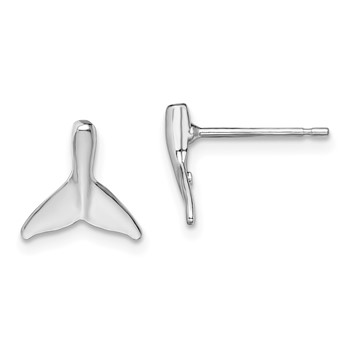 De-Ani Sterling Silver Rhodium-Plated Polished Mini Whale Tail Post Earrings