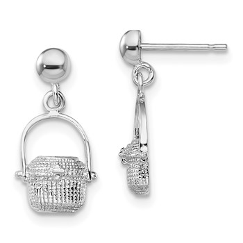 De-Ani Sterling Silver Rhodium-Plated Polished Nantucket Basket Post Earrings