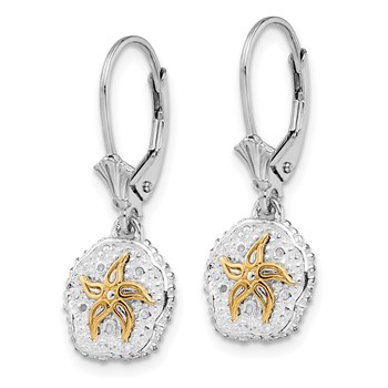 De-Ani Sterling Silver Rhodium-Plated Sand Dollar with 14k Starfish Leverback Earrings — alternate view