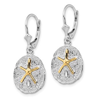 De-Ani Sterling Silver Rhodium-Plated Sand Dollar with 14k Starfish Leverback Earrings — alternate view