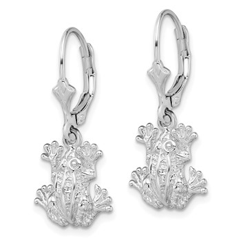 De-Ani Sterling Silver Rhodium-Plated Polished Frog Leverback Earrings — alternate view