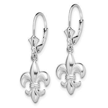 De-Ani Sterling Silver Rhodium-Plated Small Fleur de Lis Leverback Earrings — alternate view