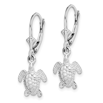 De-Ani Sterling Silver Rhodium-Plated Mini Sea Turtle Leverback Earrings — alternate view