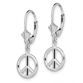 De-Ani Sterling Silver Rhodium-Plated 3D Peace Symbol Leverback Earrings — alternate view