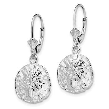 De-Ani Sterling Silver Rhodium-Plated Polished Sand Dollar Leverback Earrings — alternate view