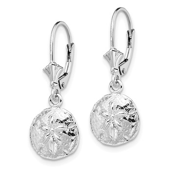 De-Ani Sterling Silver Rhodium-Plated Polished Sand Dollar Leverback Earrings — alternate view