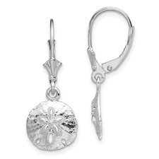 Image of De-Ani Sterling Silver Rhodium-Plated Polished Sand Dollar Leverback Earrings