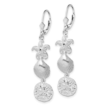 De-Ani Sterling Silver Rhodium-Plated Polished Sea Life Leverback Earrings — alternate view