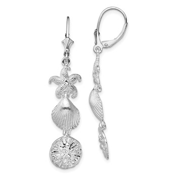 De-Ani Sterling Silver Rhodium-Plated Polished Sea Life Leverback Earrings