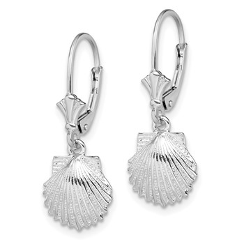 De-Ani Sterling Silver Rhodium-Plated Polished Shell Leverback Earrings — alternate view