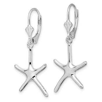 De-Ani Sterling Silver Rhodium-Plated Polished Starfish Leverback Earrings — alternate view