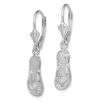De-Ani Sterling Silver Rhodium-Plated Polished Large Flip-flop Leverback Earrings — alternate view