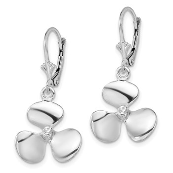 De-Ani Sterling Silver Rhodium-Plated Polished 3D Propeller Leverback Earrings — alternate view