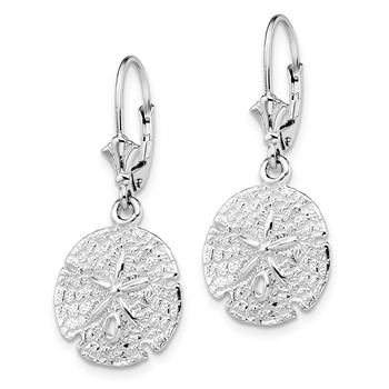 De-Ani Sterling Silver Rhodium-Plated Polished Sand Dollar Leverback Earrings — alternate view