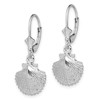 De-Ani Sterling Silver Rhodium-Plated Polished Scallop Shell Leverback Earrings — alternate view