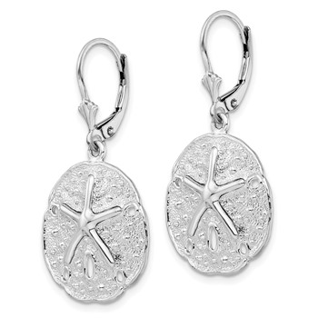 De-Ani Sterling Silver Rhodium-Plated Sand Dollar Starfish Leverback Earrings — alternate view