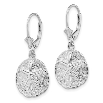 De-Ani Sterling Silver Rhodium-Plated Sand Dollar Starfish Leverback Earrings — alternate view