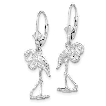 De-Ani Sterling Silver Rhodium-Plated Polished Flamingo Leverback Earrings — alternate view