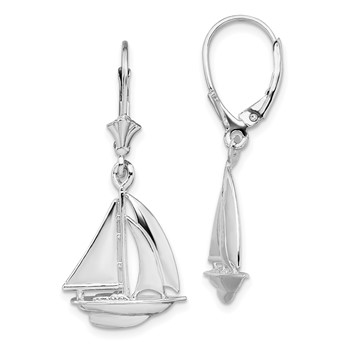 De-Ani Sterling Silver Rhodium-Plated Polished Sailboat Leverback Earrings