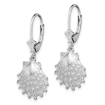 De-Ani Sterling Silver Rhodium-plated Polished Lions Paw Shell Leverback Earrings — alternate view