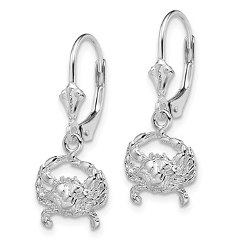 De-Ani Sterling Silver Rhodium-Plated Polished Blue Crab Leverback Earrings — alternate view